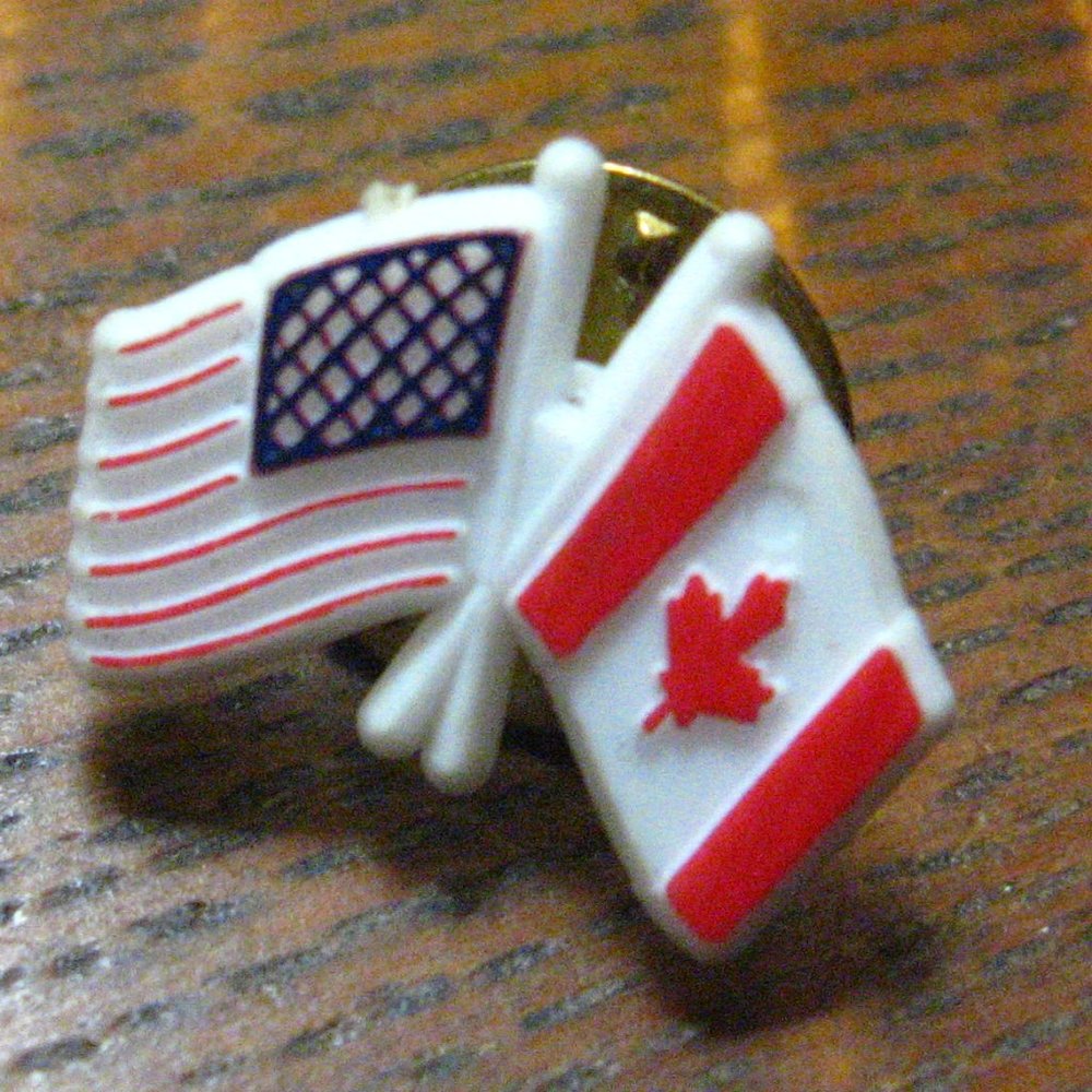 Canada Usa Flags Vintage Lapel Pin